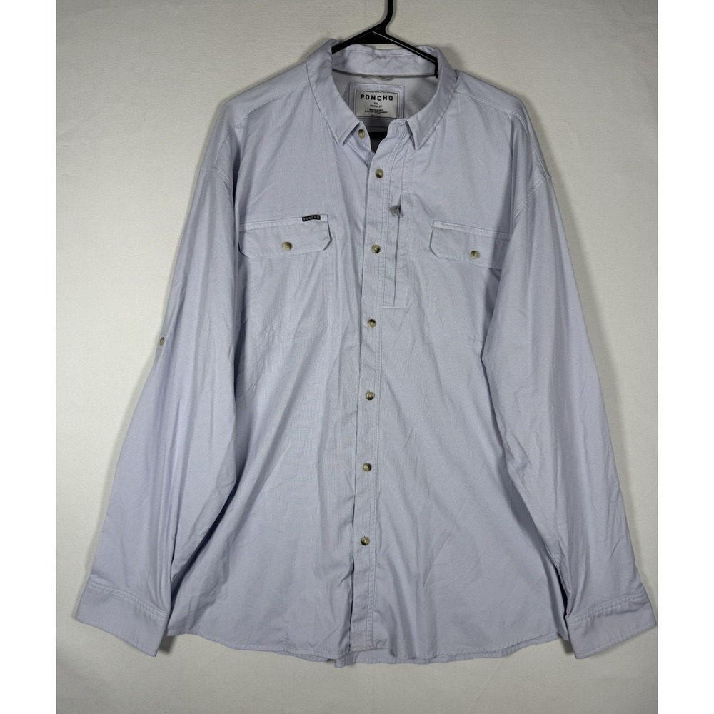 Poncho Shirt Mens XXL Magnetic Pockets Long Sleeve Regular Fit Button Up EUC